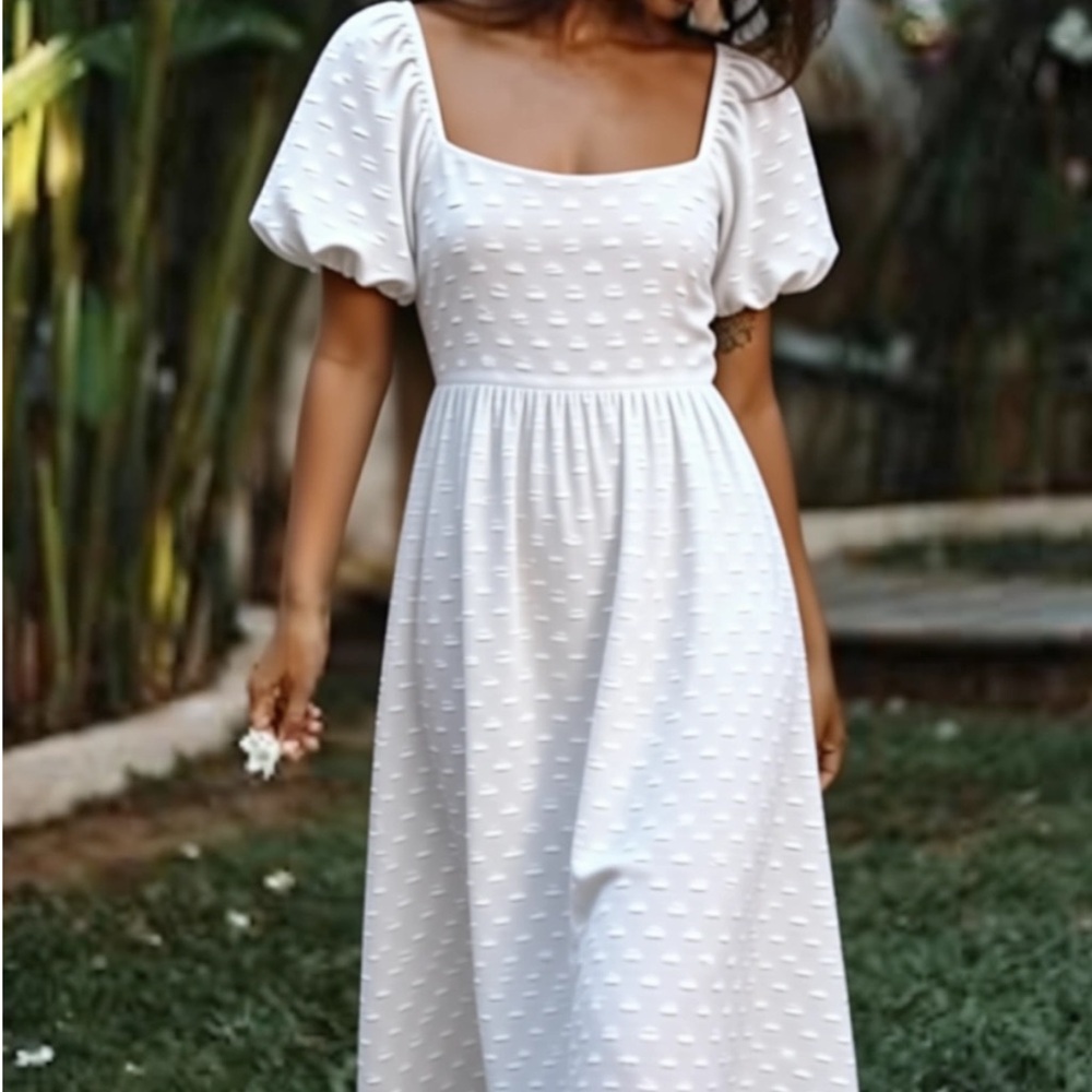 50%off w❤️ Altar’D state ivory puff sleeve mini dress small NWT sample pc 85